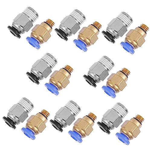 Healeved Pneumatic Connector Brass Nickel Plated Push to Connect Oxidation Resistant for 3D Printer Air Line Fittings