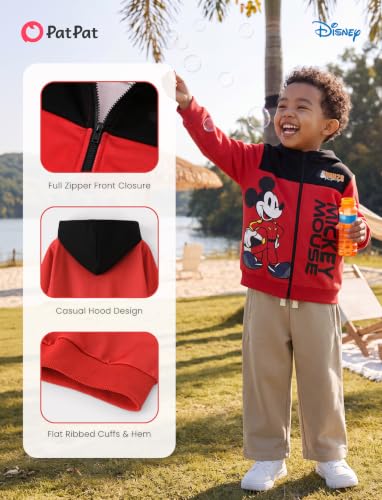 Disney Mickey Mouse Boy Zipper Hoodie Girl Graphic Sweatshirt Kid Cloth Fall Jacket Winter Cardigan Top Red 6-7 Years - image 6
