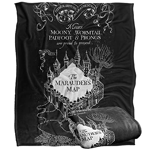 HARRY POTTER Noir and Blanc Map Plaid Ultra Doux au Toucher Soyeux – 152 x 127 cm
