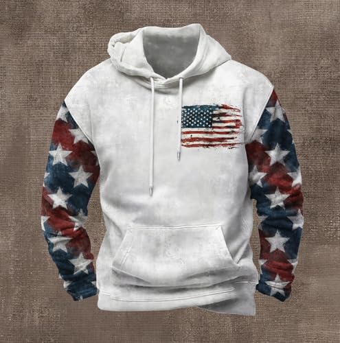 Men's American Flag Print Hoodie Patriotic Graphic Sweatshirt Long Sleeve Vinatge Oversized Lightweight Streetwear Top4