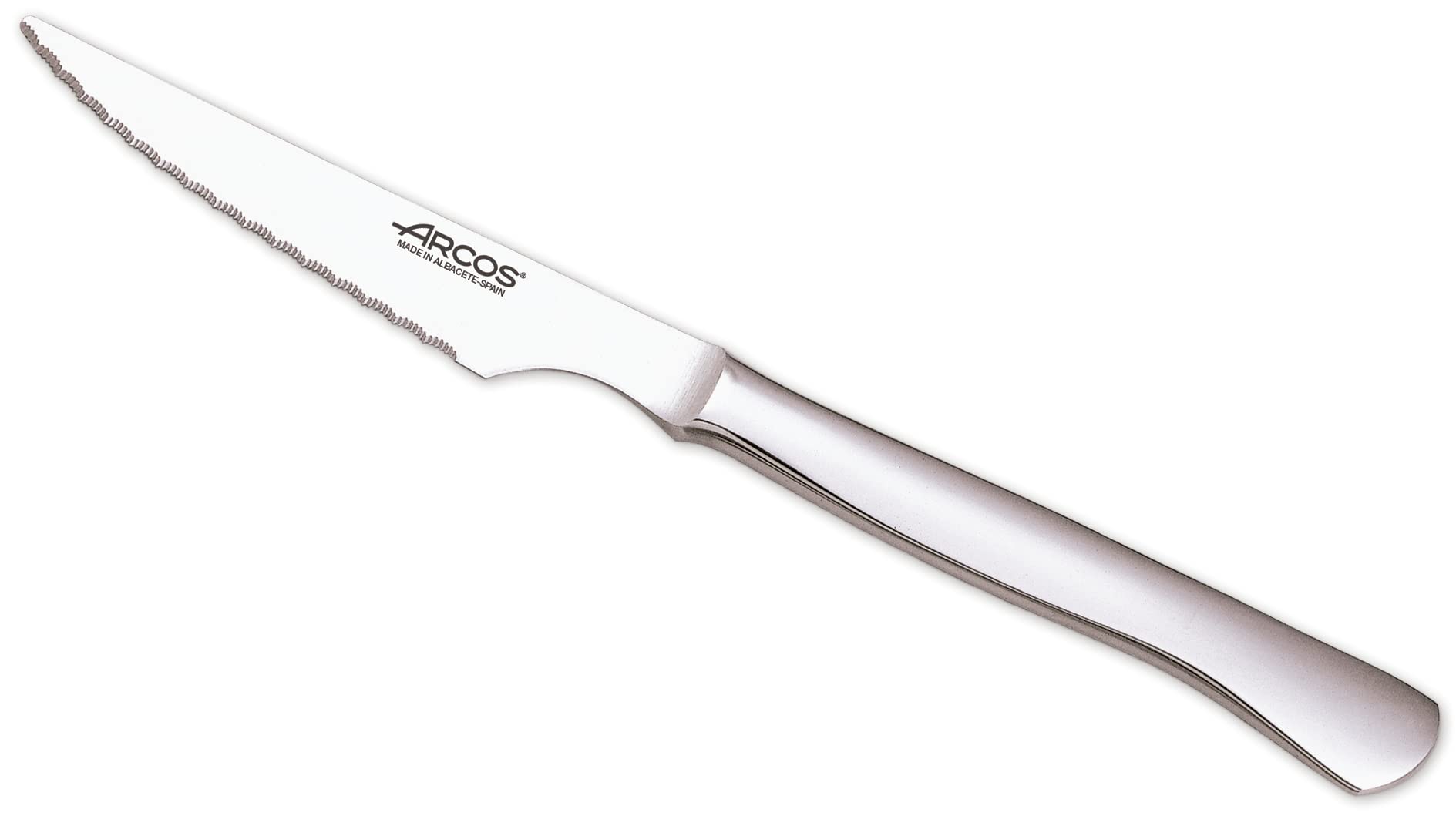 Arcos Table Messer - Box 12 Stück Steakmesser Tischmesser Tafelmesser - Monoblock aus einem Stück Edelstahl 110 mm Farbe Silber (12 pcs)