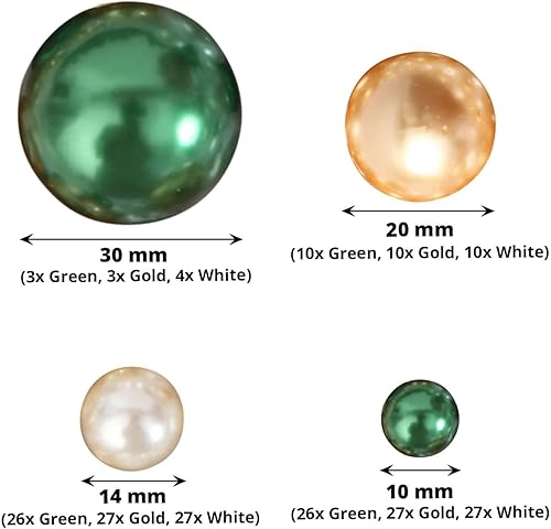 Miniatura 3 de Efavormart - Juego de 200 cuentas de perlas de imitación brillantes, verdes, doradas y blancas, sin agujeros, para manualidades