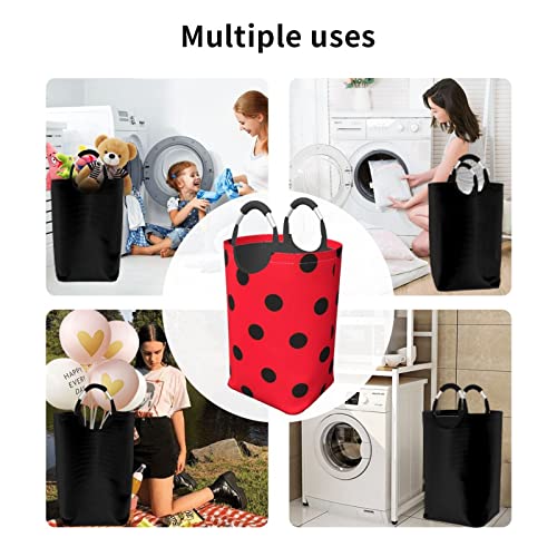 Polka Dot Printed Laundry Hamper Waterproof Collapsible Dirty Clothes Laundry Basket With Handles For Home Bathroom Bedroom Dorm #TOP5