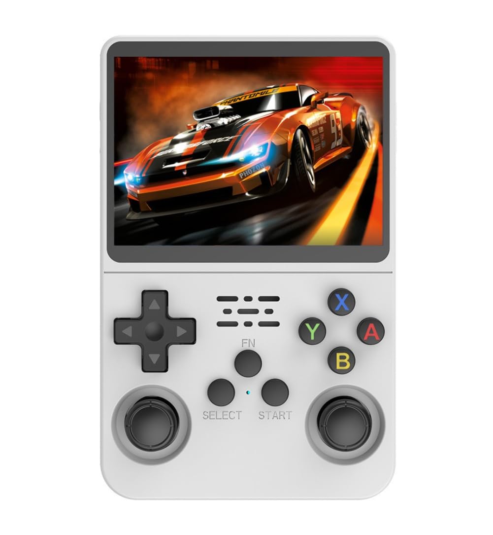 R36S Retro Game Console, Portable, Built-in 64/128 GB, 200,000 Game Recordings, Linux, 3.5-Inch IPS Screen, 3200 mAh Battery, Classic Game Console (128G, White)