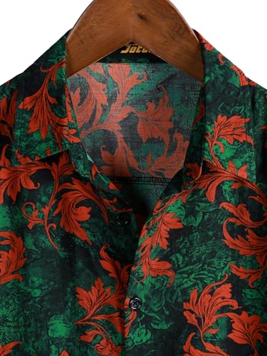 Image of JOTOOK Mens Hawaiian Shirt Short Sleeve Button Down Tropical Shirts Casual Floral Summer Beach Shirt