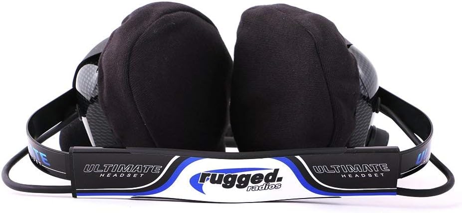 Rugged Carbon Fiber Ultimate Headset for Stereo and Off Road Intercoms - Features Gel Ear Seals Cloth Ear Covers Noise Cancelling Microphone and Adaptors (Behind The Head Headset)