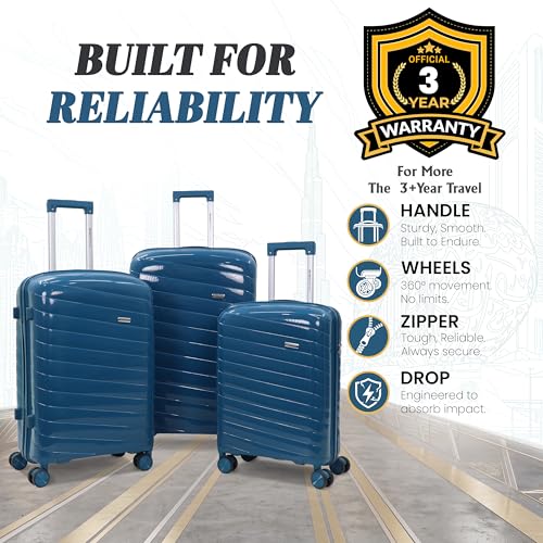 Image of Sarjah Polypropylene Suitcase Trolley Bag | TSA-Type Lock | TSA-Type Lock, 360 Dual Spinner Wheels, Aviation-Grade Telescopic Handle, Matte-Gloss Finish