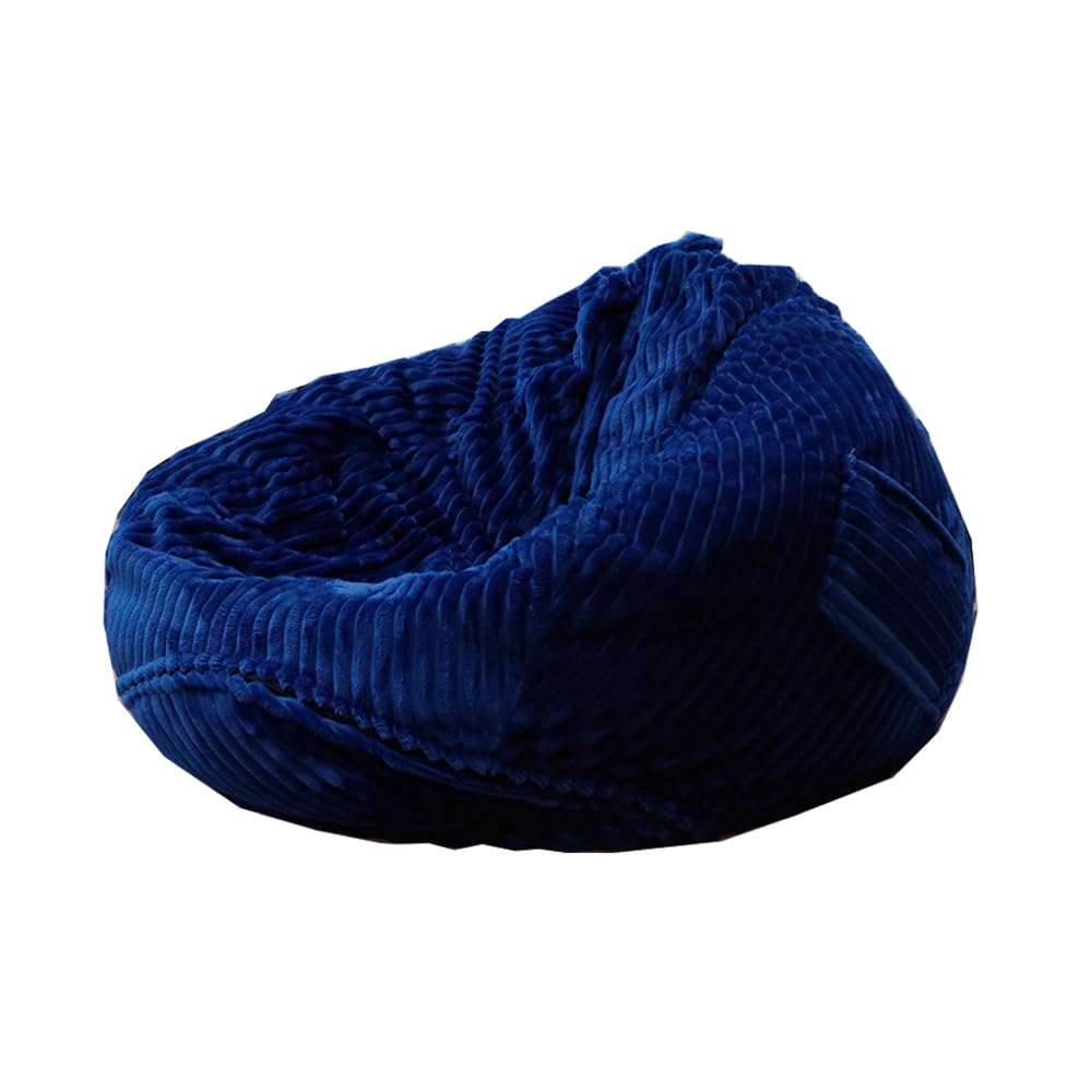 Cover without filler Bean Bag Cover Bean Bags Chair without Filling Stuffed Animal Storage Washable Soft Plush Sofa Cover (Blue, Small)