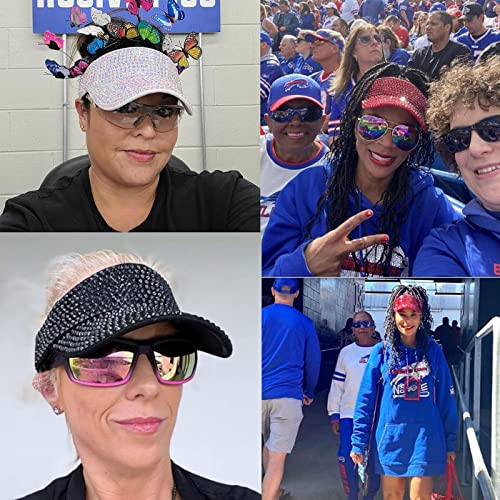 Bling Shiny Rhinestones Sun Visor Hat Cap For Women,Adjustable Summer Beach Visor Caps Running Tennis Golf Jogging Sun Hat (Pink Hat+Pink Rhinestone) #TOP5