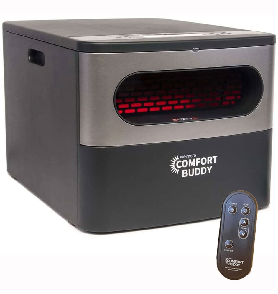 Comfort Buddy Space Heater by AirNmore Unique Small Form Factor for Small Areas On-Top Controls plus Handheld Remote