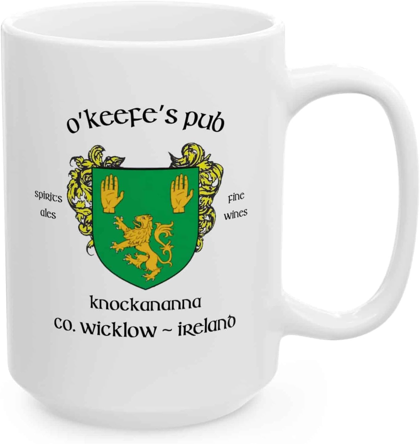 Irish Pub Coffee Mug and Tea Cup from Over 100 Irish Bars featuring Family Crest and Coat of Arms Designs - Set of 4 Mugs (O'Keefe's Pub)