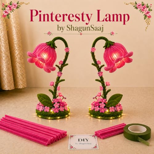 Image of ShagunSaaj Pipe Cleaner Flower Showpiece with LED DIY Kit for Adult & Kids Craft DIY, Aesthetic Home Decor, Office Desk Decor, Personalised Gifting, Non Withering Flowers