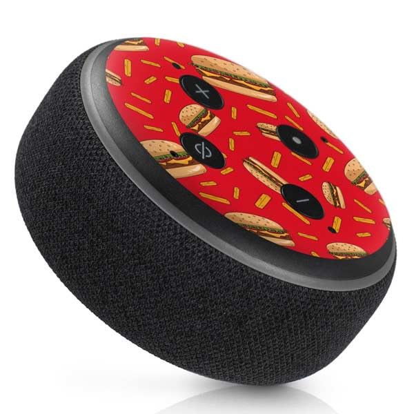 Skinit Decal Audio Skin Compatible with Amazon Echo Dot 3 - Officially Licensed Burgers and Fries Design