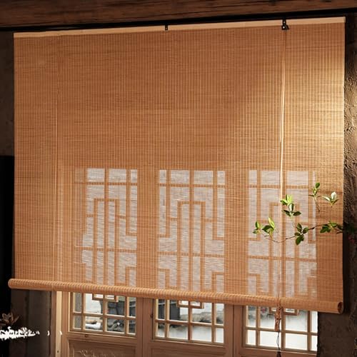 Personalizables Estores De Bambú,Persianas Romanas Filtro de Luz Tenda a Rolllo in Bamboo Estor Enrollable de Protectora Solar Cortinas Opacas con Elevador