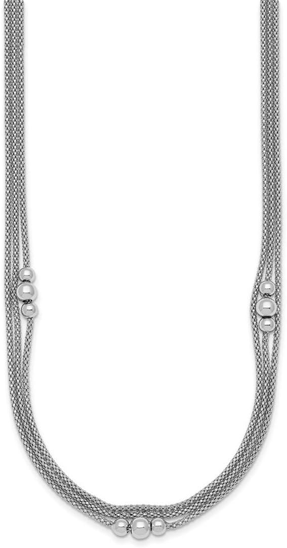 JewelryWeb 925 Sterling Silver Rhodium Plated Three Strand With 1in Extension Necklace 17 Inch 7mm Wide Strand Necklace for Women