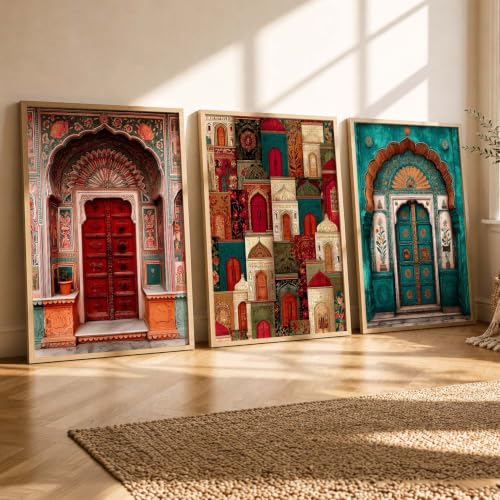 Image of kotart Indian Art Traditional Paintings for Living Room | Framed Wall Painting for Home Room Bedroom Office Wall Decor | Poster With frames Set of 3 (14x20 Inch)