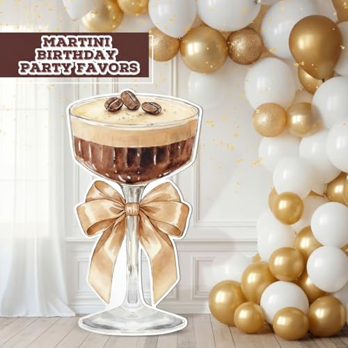 Image of Colingmill 4ft Espresso Martini Birthday Decorations Light Brown a Tini Bit Older Party Backdrop Birthday Party Cardboard Cutouts Decor for Women Bar Wedding Bachelorette Bridal Shower Supplies
