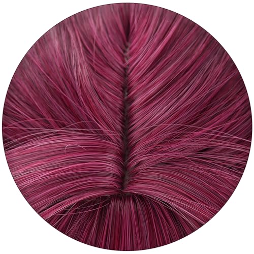 Image of Anime Purple Red Wigs Long Straight Wig with Bangs and Ponytail Adult COS Game Cosplay Wigs Halloween,Christmas,Comic con,Game Show,Party