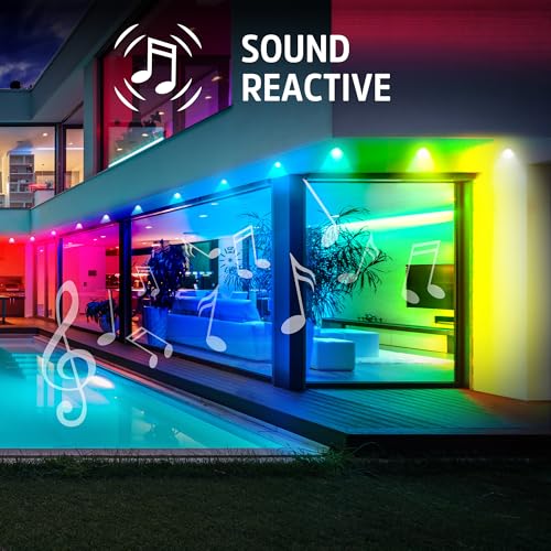 Energizer Smart Permanent Outdoor RGB+IC Lights, 100ft, 72 LED Sound Reactive Eaves Lights, Weather & Water Resistant, App & Voice Control with Alexa, Siri, Google, Grouping, Scheduling, 2.4GHz Wi-Fi - image 4