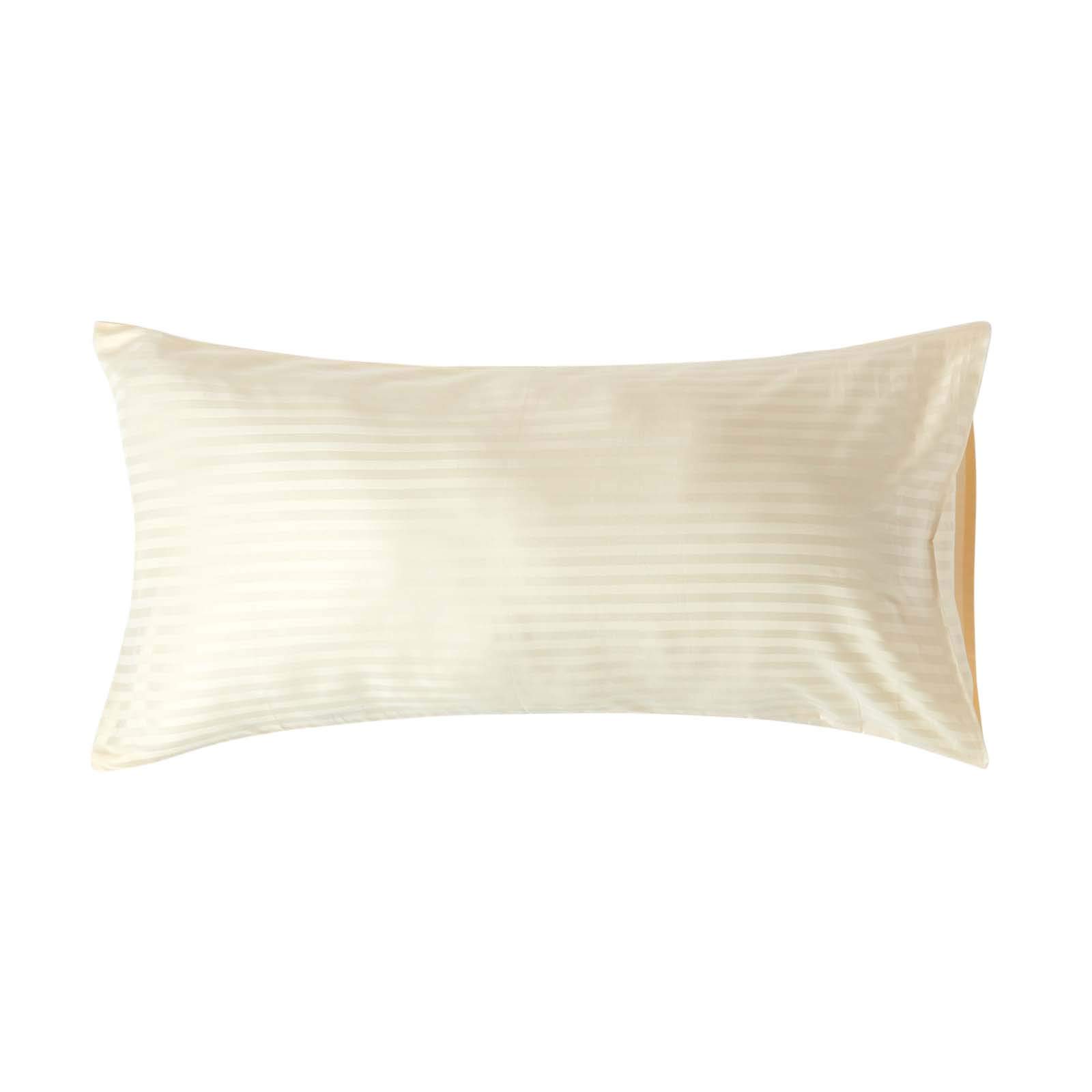 HOMESCAPES Pastel Yellow Pure Egyptian Cotton King Size Pillowcase 330 TC 500 Thread Count Percale Equivalent Satin Stripe Housewife Pillow Case Pack of 2