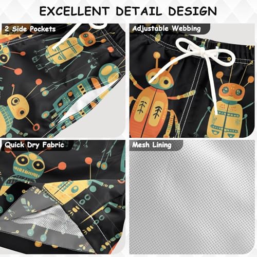 Pigsaly Boys Swim Trunks Pattern of Robot Boys Board Shorts Swimsuit Swimwear Summer Bathing Suit XS Multicolor3