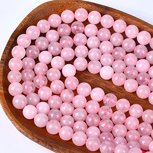 Image of 51pcs Natural Beads Round Gemstone Rose Quartz Beads Loose Beads 8 MM || Crystal Loose Gemstone Emerald Cut Pink Rose || Reiki || Feng Shui || गुलाबी स्फटिक