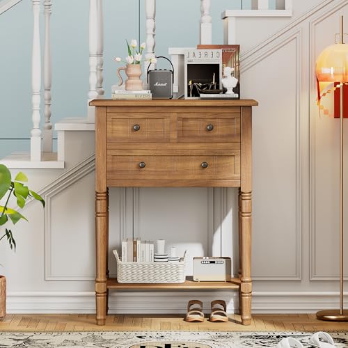WAKEEPING 23.7" Stylish Narrow Entryway Table with 3 Drawers and