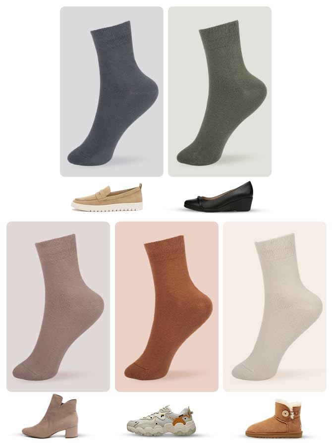Image of FGZ Women Thin Cotton Socks Soft Cozy Socks Cute Ankle Crew Socks 5 Pairs