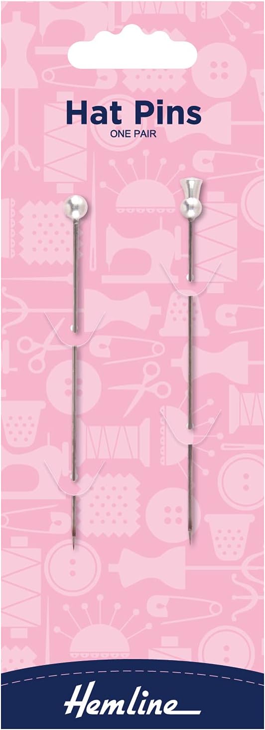 Hemline H677 Nickel Hat Pins 90mm With Traditional Ball & Thistle Shaped Heads