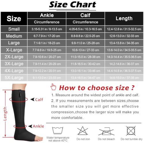 Image of Ailaka Zipper 20-30 mmHg Compression Socks for Women & Men, Knee High Open Toe
