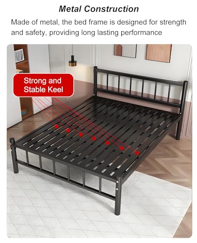 Estrutura De Cama Queen De Metal, Estrutura De Cama Dupla Com Almofadas Antiderrapantes Silenciosas,