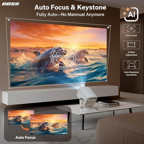 Image of BOSS X900 Pro Ai Smart | Full HD, 8K Supported Projector | 900 ANSI | Sealed Optical Engine | Auto Focus & AI Keystone | Android 13 | WiFi & Bluetooth | Voice Remote |