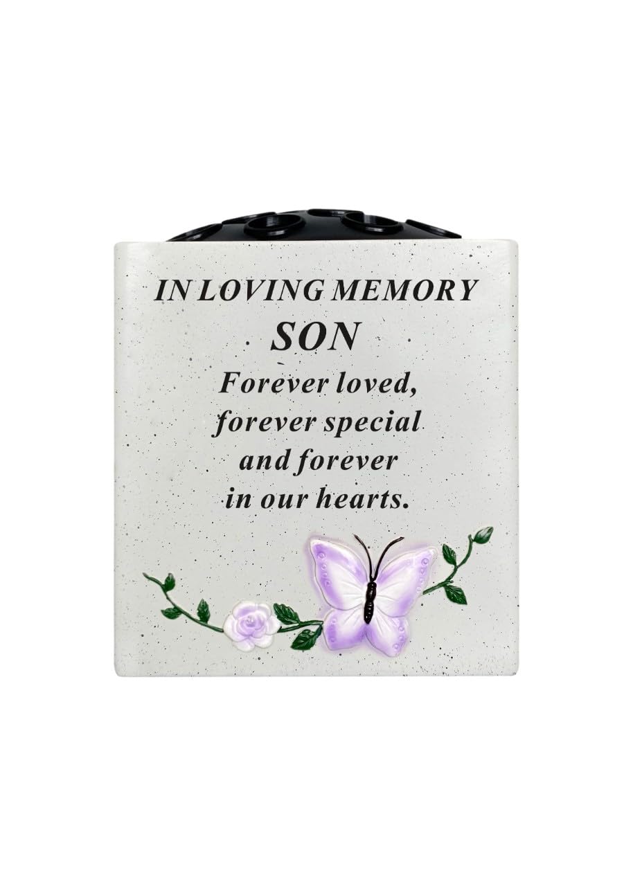 Son Memorial Flower Vase Rose Bowl Holder Pot Crem Graveside Garden Ornament