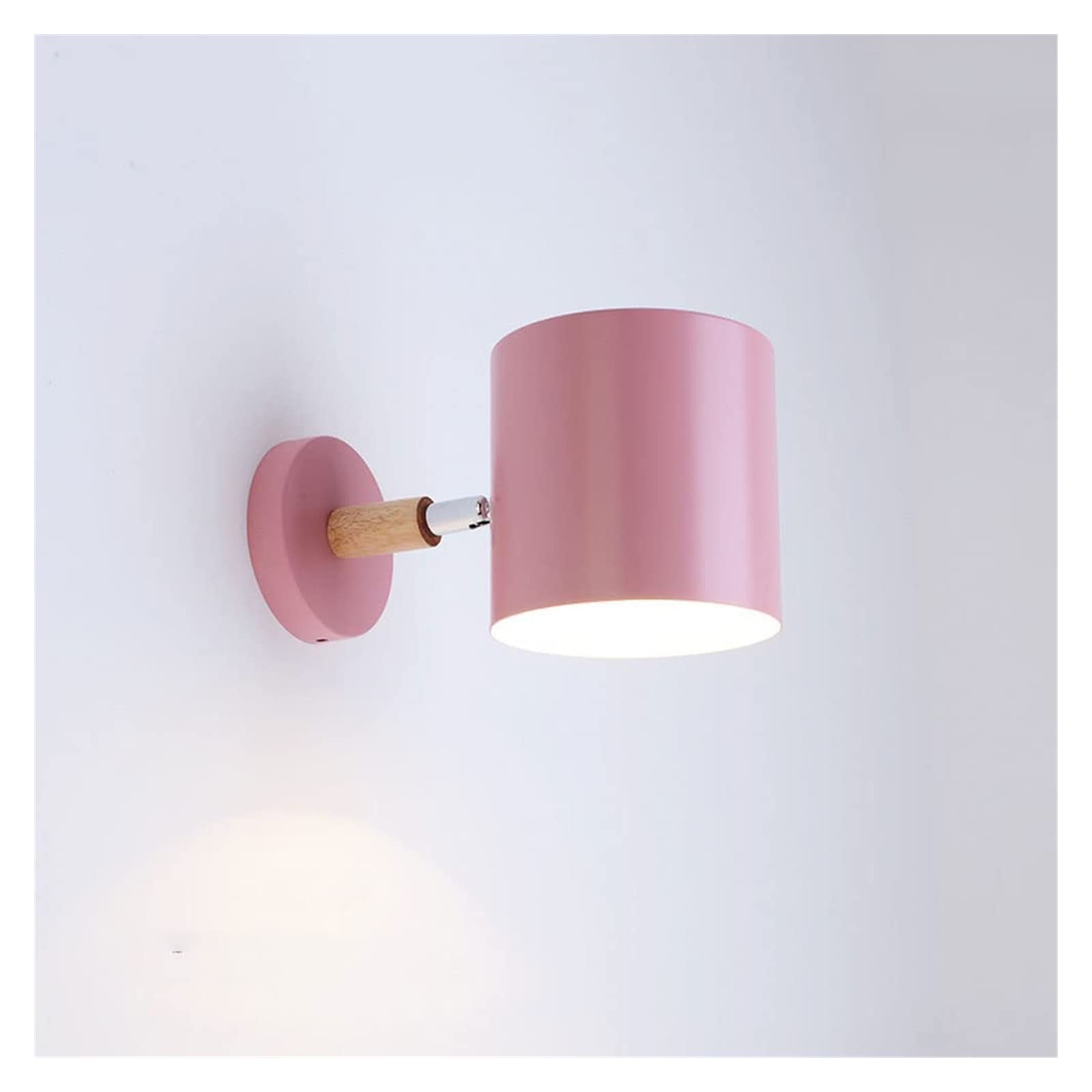 NHPJFDC Adjustable Wood Wall Lamp Sconce for Bedroom, Living Room & Hallway - Stylish Reading Light Fixture with E27 Socket (Green Color) Pink