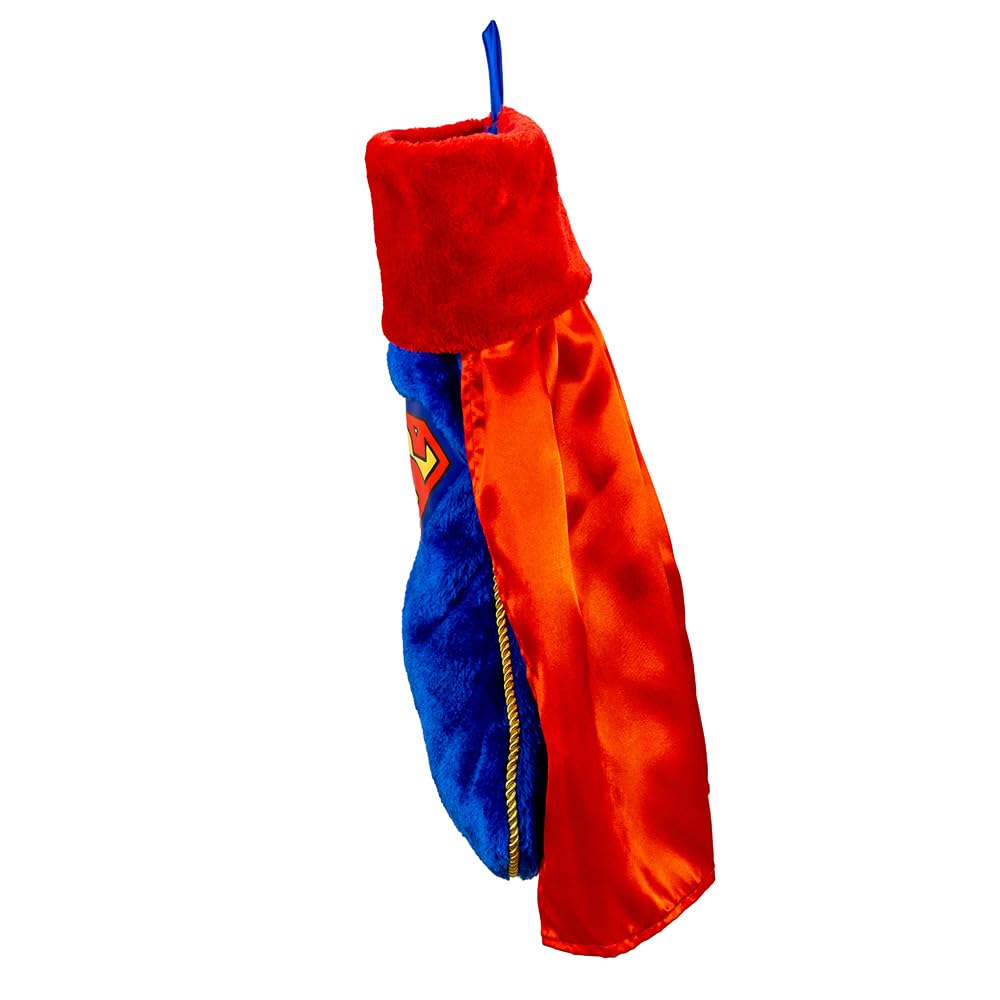 Calza Della Befana Di Natale In Peluche Superman Con Mantello – 48 Cm – Decorazione Natalizia Ufficiale DC Comics
