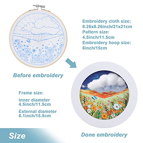 image for Pllieay 3 Sets Cashmere Embroidery for Beginners Include Landscape Pat