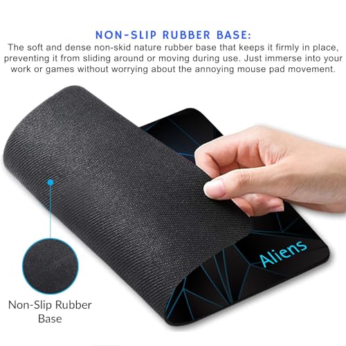 Image of Aliens Mouse Pad for Computer, Laptop, Smooth Premium Cloth Surface, Non-Slip Rubber Base, Speed and Precision Operation Compatible with Laser and Optical Mouse, Gaming, Office, Home 230x190mm (3D-01)