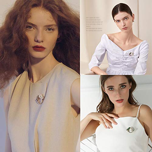 Pearl Flower Wreath Brooches for Women Men Girls Gold Tone Fashion Vintage Green Olive Leaf Hollow Garland Brooch Pins Bow Tie Necktie Dress Accessories Jewelry Birthday4