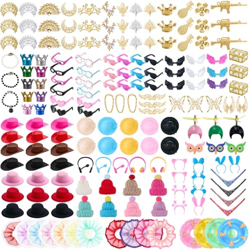 Poen 200 Pcs Rubber Duck Accessories Decorations for Cowgirl Hats Glasses Earphones So on Necklaces Swimming Ring Crowns Bibs DIY Accessories Gifts for Valentine Rubber Duck (Fashion Style)