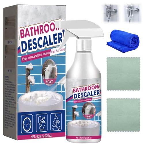 Bathroom Descaler, mousse Descaler de salle de bain, détartrant puissant, nettoyant multiusage extra puissant pour canalisations en verre, toilettes pour salle de bain, verre, lavabo, baignoire (1)