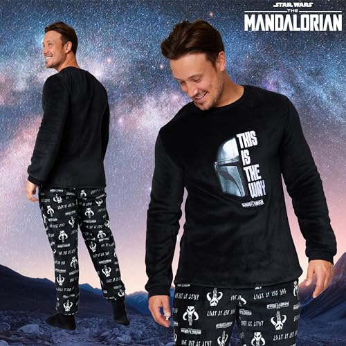 Disney The Mandalorian Mens Pyjamas Set with Fluffy Socks - Fleece Long PJs Lounge Set for Men Teenagers Gifts for Him4