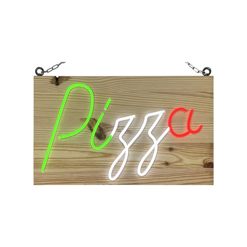 Insegna luminosa a LED per interni "Pizza" in legno - Produzione francese