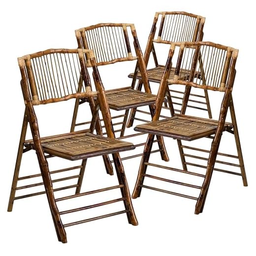 Bohemian Folding Bamboo Chairs Set of Four