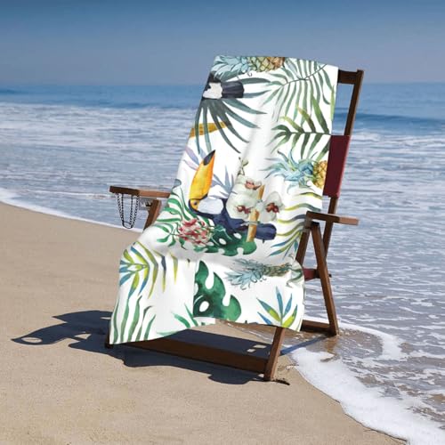 Serviette de bain microfibre feuilles tropicales douche 81x132cm - 6
