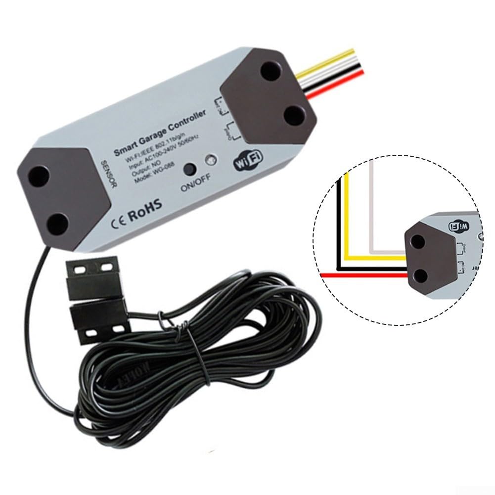 Abridor de garaje inteligente WiFi para TUYA 12-24V con sensor magnético para monitoreo remoto e integración de voz a través de Smartphone