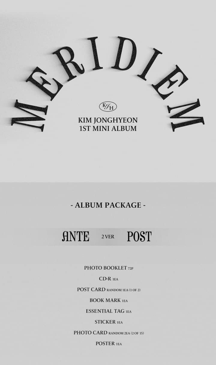 Nu'est KIM JONGHYEON MERIDIEM 1. mini album 2 wersje ZESTAW CD+1p plakat + 72p książeczka fotograficzna + 1p pocztówka + 1ea zakładka + niezbędna zawieszka + naklejka 1ea + 2 szt. karta fotograficzna