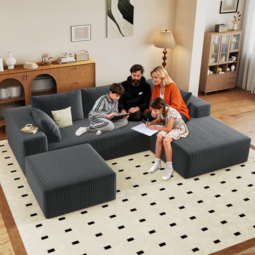 Image of 96 inch Boneless Cloud Couch Sectional Couches Sofa for Living Room