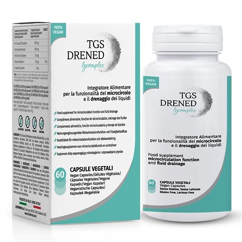 TGS Drened Lycomplex | Drainage Supplement | Nützlich bei Flüssigkeitsretention | Mit Orthosiphon, Bromelain und Blaubeere | 60 pflanzliche Kapseln