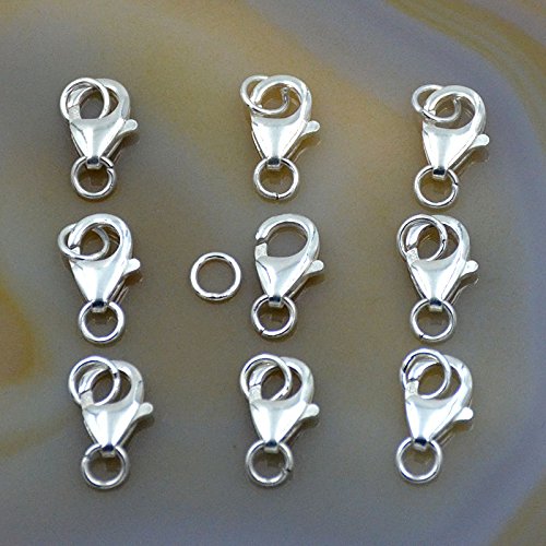 Fermoir Mousqueton Argent 925 9 Mm – Lot 3 Pièces Avec Oeillets 2 Mm – Qualité Bijoutier Pour Création DIY