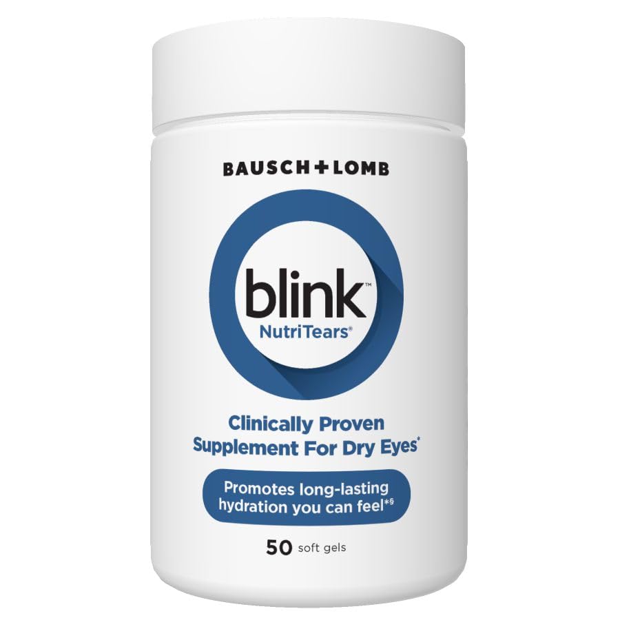 Image of BLINK NutriTears Clinically Proven Supplement for Dry Eyes,Eye Care with Lutein & Zeaxanthin and Vitamin D to Hydrate Eyes from Within for Long-Lasting Relief,50 Softgels,(Pack of 2)